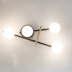 Applique Da Parete-Miloox kika applique moderna nero oro sfere vetro bianco