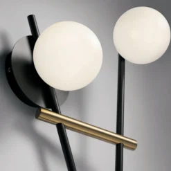 Applique Da Parete-Miloox kika applique moderna nero oro sfere vetro bianco