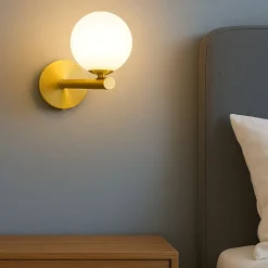 Applique Camera Da Letto-Miloox pomi applique camera da letto metallo oro boccia bianca moderna