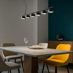 Lampadari Moderni-Ideal Lux Minor linear sp6 nero lampadario nero moderno per soggiorno