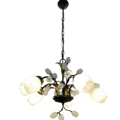 Lampadari Moderni-Selezionato da Mazzolaluce Mm lampadario tulipani ferro battuto con vetri fp per soggiorno