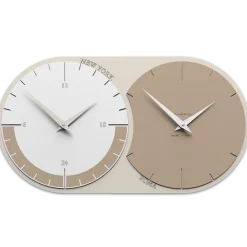 Orologi Da Parete Moderni-Selezionato da Mazzolaluce Moderno orologio da muro fusi orari 2 caffelatte e bianco in legno