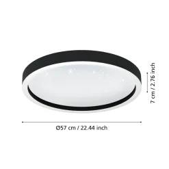 Plafoniere Moderne-Eglo Montemorelos z plafoniera smart nera effetto cristallo led rgb 2700k a 6500k