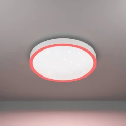 Plafoniere Moderne-Eglo Montemorelos z plafoniera tonda moderna effetto stellato led rgb 2700k a 6500k