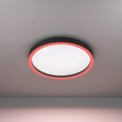 Plafoniere Moderne-Eglo Montemorelos z plafoniera nera moderna led rgb da 2700k a 6500k smart