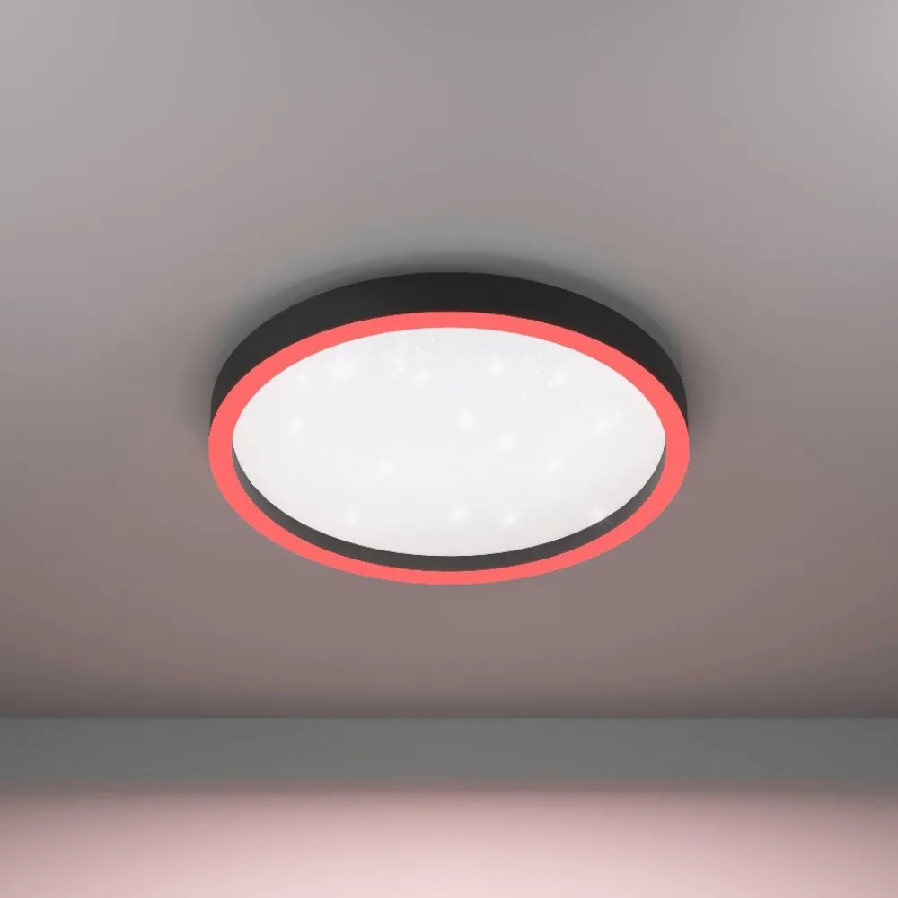 Plafoniere Moderne-Eglo Montemorelos z plafoniera nera moderna led rgb da 2700k a 6500k smart