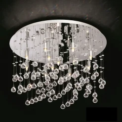 Plafoniere Moderne-Ideal Lux Moonlight pl15 cromo plafoniera per salotto sfere di vetro cristallo