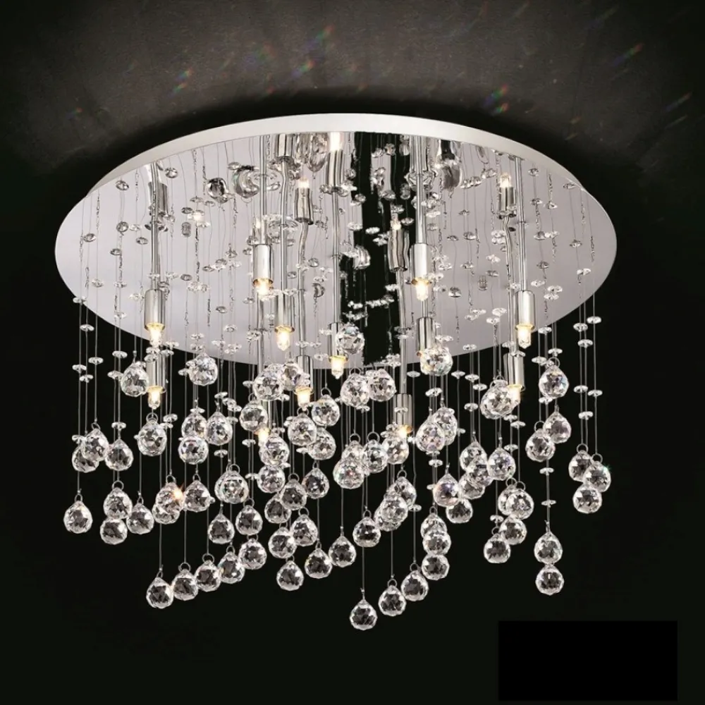 Plafoniere Moderne-Ideal Lux Moonlight pl15 cromo plafoniera per salotto sfere di vetro cristallo