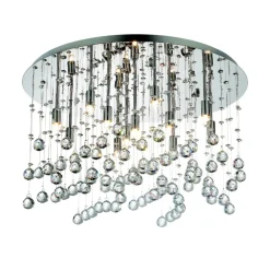 Plafoniere Moderne-Ideal Lux Moonlight pl15 cromo plafoniera per salotto sfere di vetro cristallo