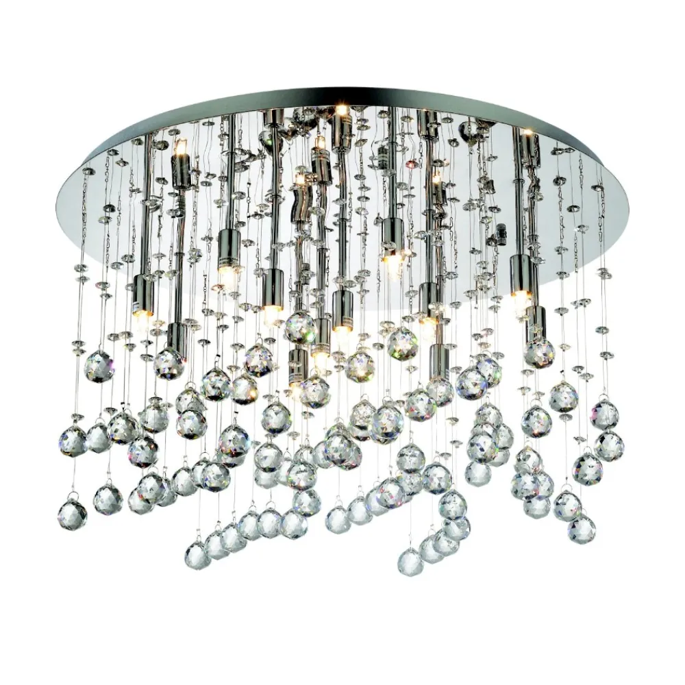 Plafoniere Moderne-Ideal Lux Moonlight pl15 cromo plafoniera per salotto sfere di vetro cristallo