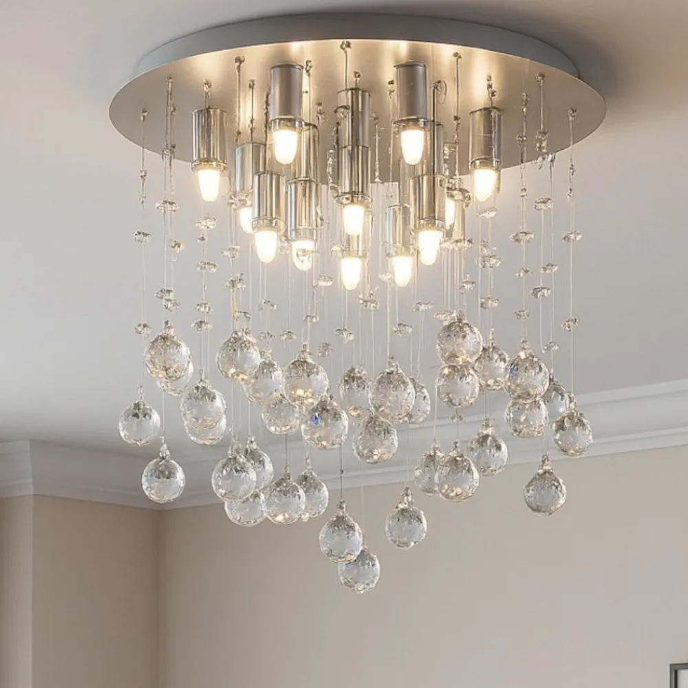 Plafoniere Moderne-Ideal Lux Moonlight pl8 plafoniera rotonda sfere vetro cristallo