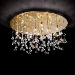 Plafoniere Moderne-Ideal Lux Moonlight pl15 oro plafoniera sfere di vetro cristallo molato