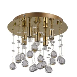 Plafoniere Moderne-Ideal Lux Moonlight pl5 plafoniera oro lucido sfere cristallo