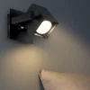 Applique Camera Da Letto-Ideal Lux Mouse ap1 applique da comodino orientabile nero squadrato