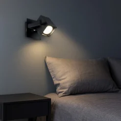 Applique Camera Da Letto-Ideal Lux Mouse ap1 applique da comodino orientabile nero squadrato