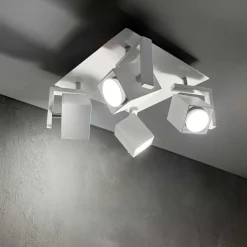 Plafoniere Moderne-Ideal Lux Mouse pl4 lampada da soffitto 4 faretti led orientabili gu10 bianco