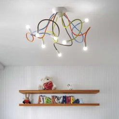 Plafoniere Moderne-Ideal Lux Multiflex pl8 plafoniera moderna per cameretta multicolor