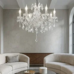 Lampadari Moderni-Ideal Lux Napoleon sp8 cromo lampadario 8 luci a goccia