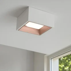 Plafoniere Moderne-Sforzin Illuminazione Nasso sforzin plafoniera moderna di gesso quadrata bianco rame