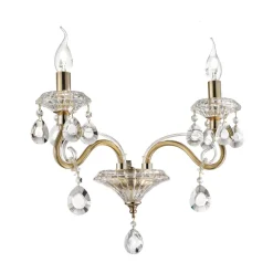 Applique Da Parete-Ideal Lux Negresco ap2 applique cristallo oro due bracci