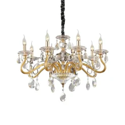 Lampadari Moderni-Ideal Lux Negresco sp8 lampadario di cristallo goccia oro 8 bracci