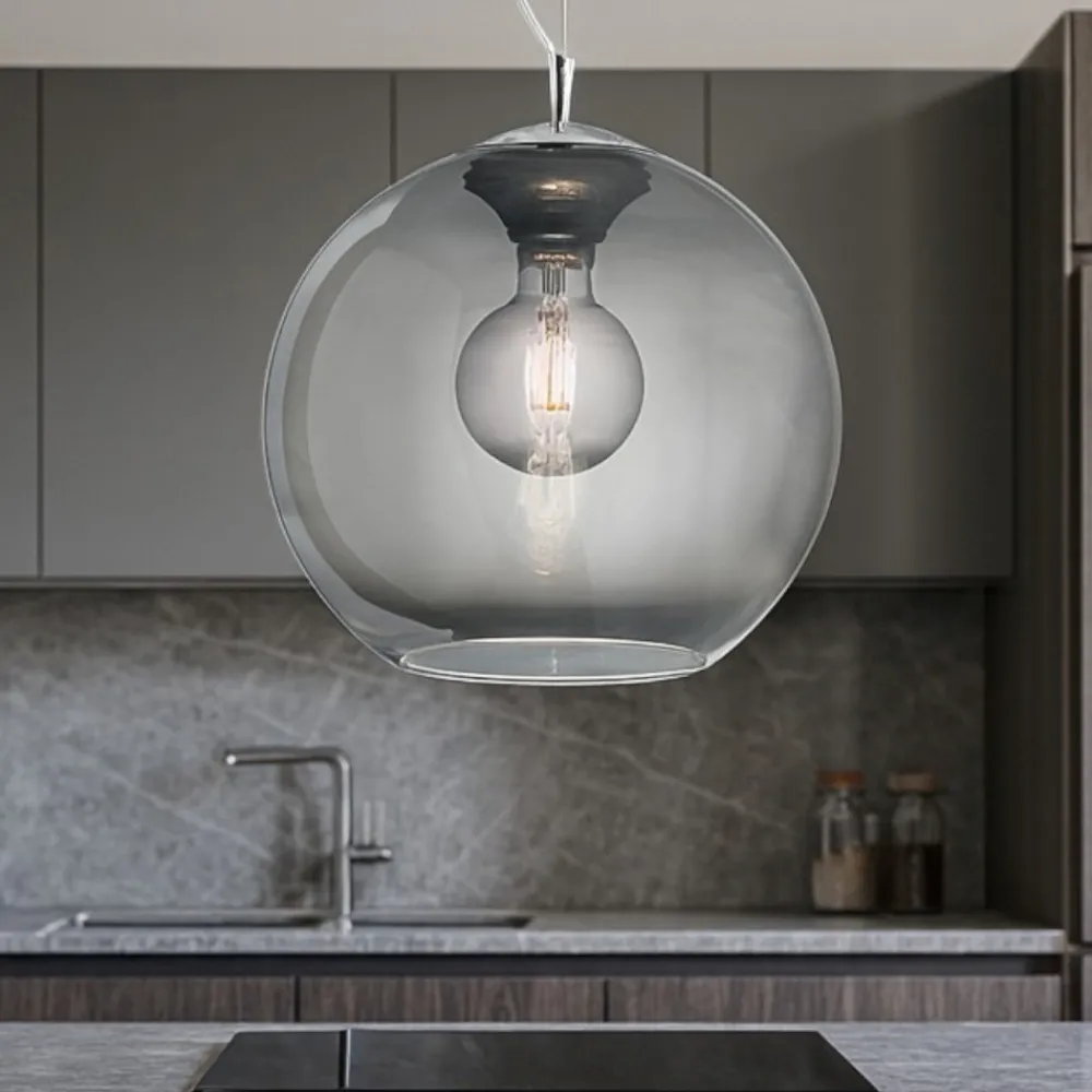 Lampadari Cucina-Ideal Lux Nemo sp1 d20 fume lampadario boccia sfera vetro