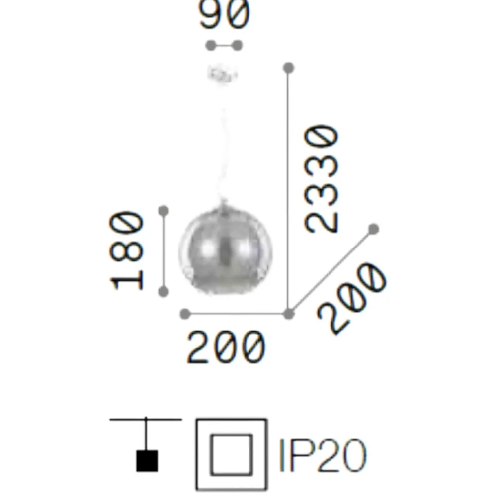 Lampadari Cucina-Ideal Lux Nemo sp1 d20 fume lampadario boccia sfera vetro