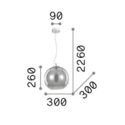 Lampade A Sospensione-Ideal Lux Nemo sp1 d30 lampada a sospensione boccia vetro fume