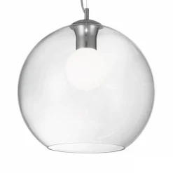 Lampadari Moderni-Ideal Lux Nemo sp1 d40 lampadario sfera in vetro trasparente