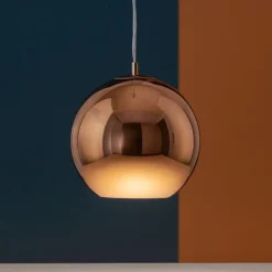 Lampade A Sospensione-Ideal Lux Nemo sp1 lampada moderna a sospensione sfera vetro effetto specchio rame