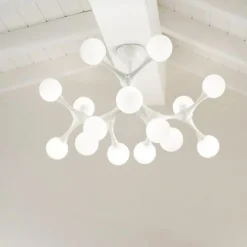 Plafoniere Moderne-Ideal Lux Nodino pl9 plafoniera moderna bianca 9 luci per soggiorno