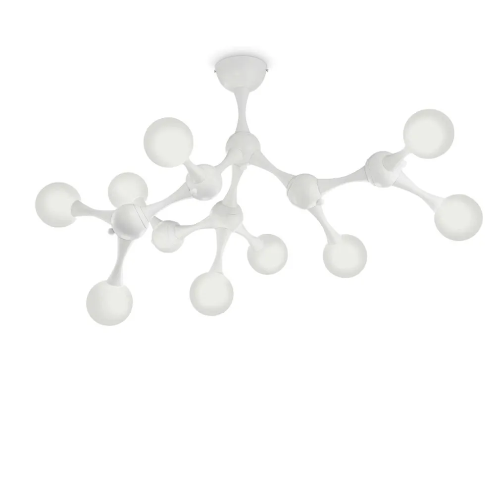 Plafoniere Moderne-Ideal Lux Nodino pl9 plafoniera moderna bianca 9 luci per soggiorno