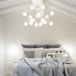 Plafoniere Moderne-Ideal Lux Nodino pl9 plafoniera moderna bianca 9 luci per soggiorno