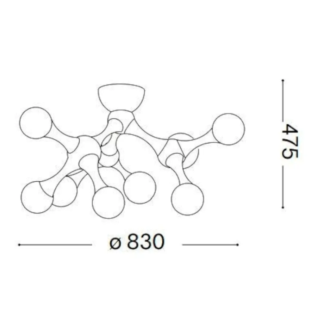 Plafoniere Moderne-Ideal Lux Nodino pl9 plafoniera moderna bianca 9 luci per soggiorno