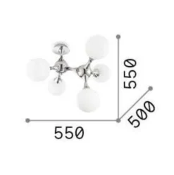 Plafoniere Moderne-Ideal Lux Nodi pl5 plafoniera moderna 5 luci design struttura dna cromo sfere bianche
