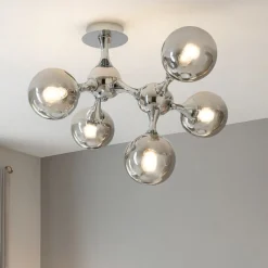 Plafoniere Moderne-Ideal Lux Nodi pl5 plafoniera per camera da letto 5 sfere cromo