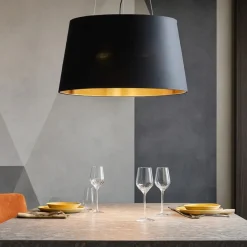 Lampadari Moderni-Ideal Lux Nordik sp6 lampadario cono paralume nero oro