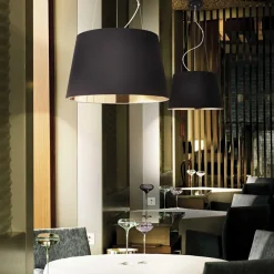 Lampadari Moderni-Ideal Lux Nordik sp6 lampadario cono paralume nero oro
