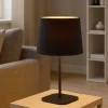 Lampade Da Tavolo-Ideal Lux Nordik tl1 lampada da tavolo nero e oro paralume tessuto