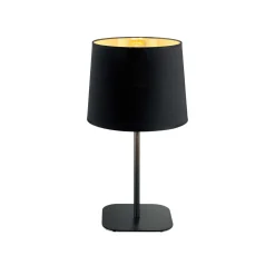 Lampade Da Tavolo-Ideal Lux Nordik tl1 lampada da tavolo nero e oro paralume tessuto