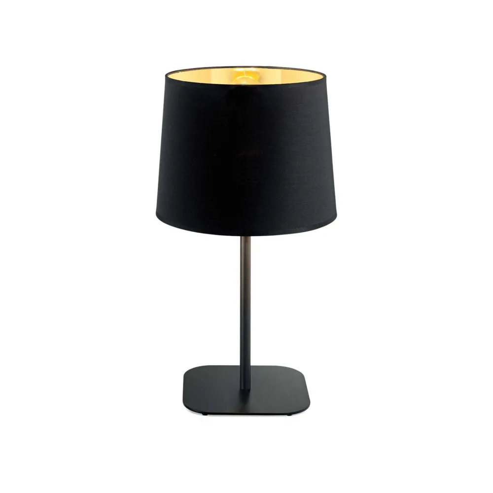 Lampade Da Tavolo-Ideal Lux Nordik tl1 lampada da tavolo nero e oro paralume tessuto