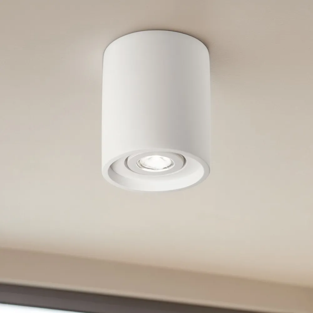 Faretti Da Soffitto-Ideal Lux Oak pl1 round faretto cilindro bianco per interni