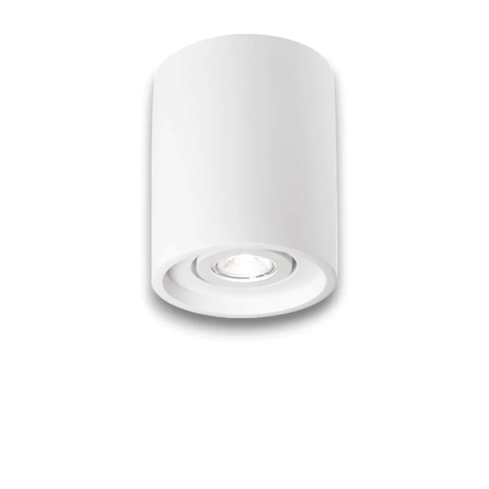 Faretti Da Soffitto-Ideal Lux Oak pl1 round faretto cilindro bianco per interni