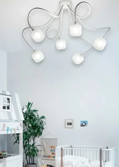 Plafoniere Moderne-Ideal Lux Octopus pl6 plafoniera bianca 6 bracci flessibili