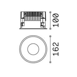 Faretti Da Incasso-Ideal Lux Off fi led 28w 3000k faretto incasso nero rotondo 220/240v da interni
