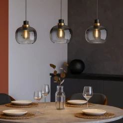 Lampadari Cucina-Eglo Oilella lampadario per cucina vetri trasparente nero