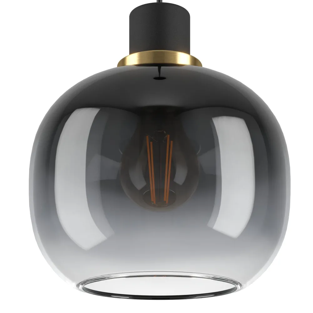 Lampadari Cucina-Eglo Oilella lampadario per cucina vetri trasparente nero