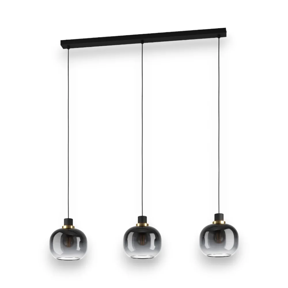 Lampadari Cucina-Eglo Oilella lampadario per cucina vetri trasparente nero