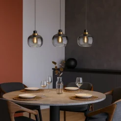 Lampadari Cucina-Eglo Oilella lampadario per cucina vetri trasparente nero