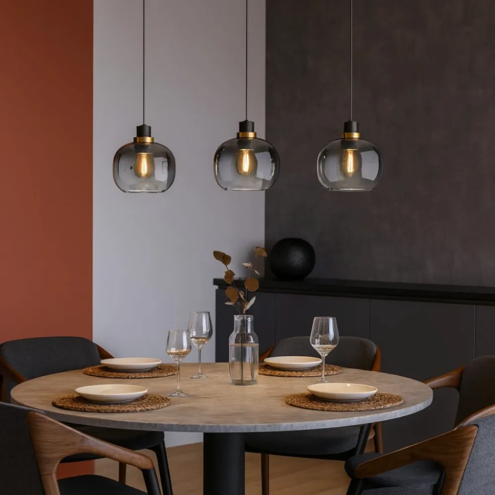 Lampadari Cucina-Eglo Oilella lampadario per cucina vetri trasparente nero